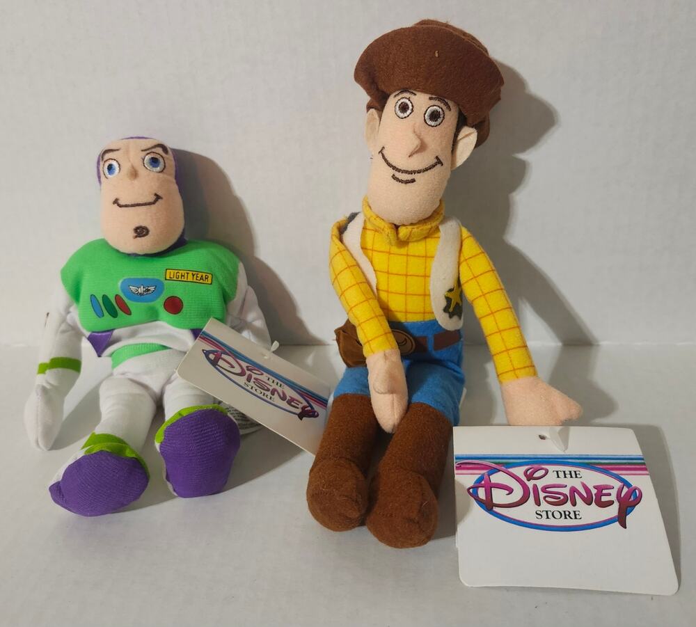 Disney Store Toy Story Woody Buzz Lightyear Mini Bean Bag Plush Lot Tags